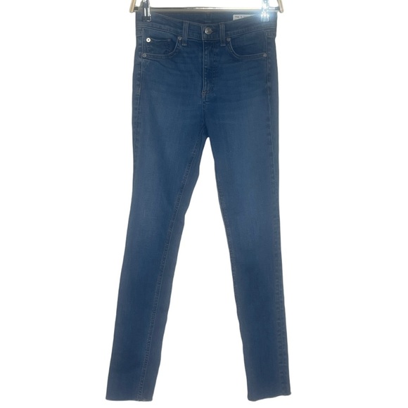 Rag & Bone El Cut Hem High Rise Skinny Size 25 Blue Jeans - Picture 1 of 11